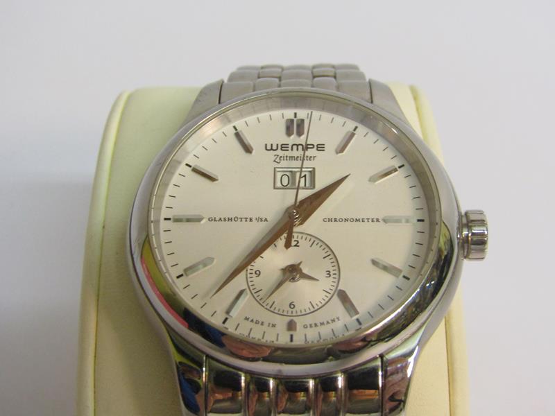 A Wempe Zeitmeister German gents chronometer wristwatch no. 1420189 in satin stainless steel case - Image 3 of 5