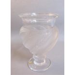 Lalique Ermenonville clear and frosted vase, signed 'Lalique, France' to base, 14.75cms h.