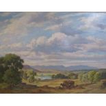 Percy Lancaster 1947 - gathering bracken in lakeland, signed and dated, oil on board. Framed,