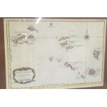 A map Petites Antilles Ou Isles du Vent being Tome I. 82. Framed and glazed 23cms x 33cms.