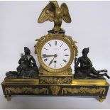 Early 19c English mantel clock the dial signed F Battens (Baetons?) London in a bronze and ormolu