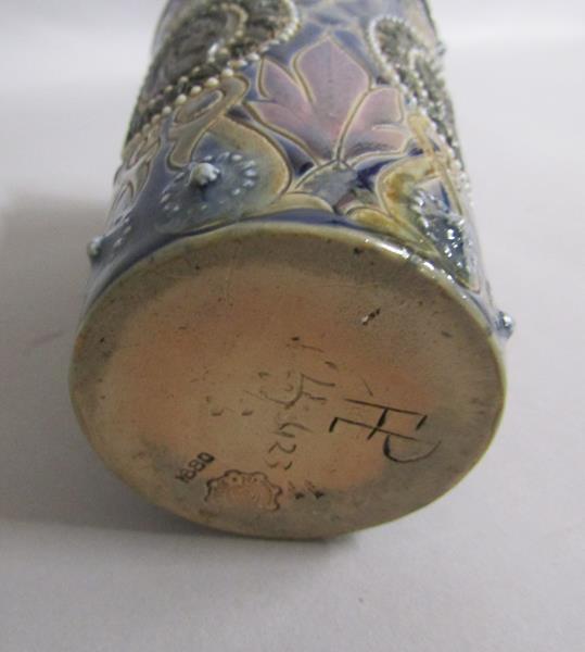A Doulton Lambeth Arthur Pearce silver rimmed beaker with incised foliate decoration and four - Image 4 of 4