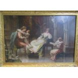 D Pasmore - late 17c/early 18c family relaxing, oil on canvas. Signed, framed, 60cms x 90cms.