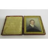 Hudson Pinx - a 19c portrait miniature of a young gentleman on ivory, signed. Framed and glazed in a
