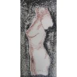 Tom Merrifield - A nude female torso, mixed media, signed, framed and glazed, 61cms x 32cms.