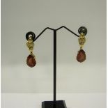 A pair of 18ct gold Citrine and Diamond earrings