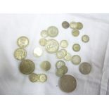 A selection of various silver coinage including 1936 half crown, 1909 florin,