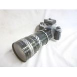 A Pentax model S1a 35mm camera with Schneider-Kreuznach tele-variogon 1:4/80-240 lens