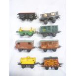 Hornby O-gauge - Eight various goods wagons including Shell Lubricating Oil,