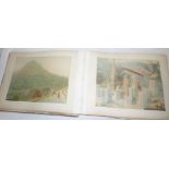 A Japanese lacquered photograph album containing a selection of early coloured Japanese photographs