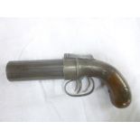 A 19th Century American Allen & Thurber patent 6-shot pepperbox revolver with 3¼" steel barrels,
