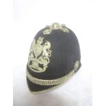 A Victorian Officers blue cloth helmet of the 1st Cornwall Artillery Volunteers with silver plated