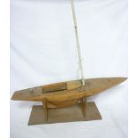 An old wooden model pond yacht 29" long