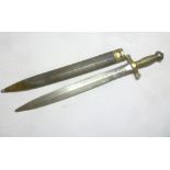 A mid-19th Century French Pioneers sword with double-edged steel blade,