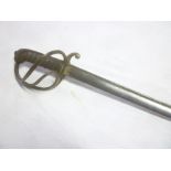 A 19th Century Cavalry sword with single edged pipe-backed blade,
