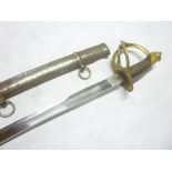 A copy American Civil War Cavalry sword with brass hilt in steel scabbard