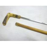 A gentleman's swordstick with square section steel blade,