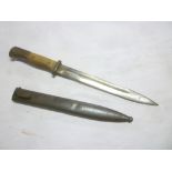 A Second War German Mauser bayonet with single-edged blade in steel scabbard