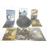 A Second War Home Service steel helmet with liner and a selection of various Second War military