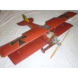 A model of a German First War bi-plane with HP61 aero engine,