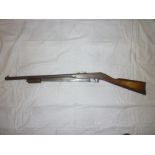 An old tin-plate Wincester style air rifle with polished wood stock