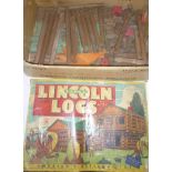 An American Toys "Lincoln Logs" construction set in part original box