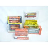 Six boxed diecast buses including Dinky,