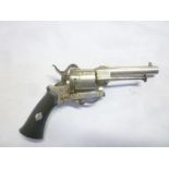 A 19th Century 7mm pin fire revolver by Mortimer of London with 3½" barrel,