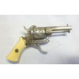 A good quality 19th Century Continental 5mm six-shot pin fire miniature revolver with 2" octagonal
