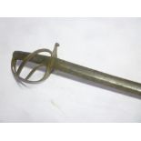A mid-19th Century Cavalry troopers sword with single edged steel blade and steel three-bar hilt