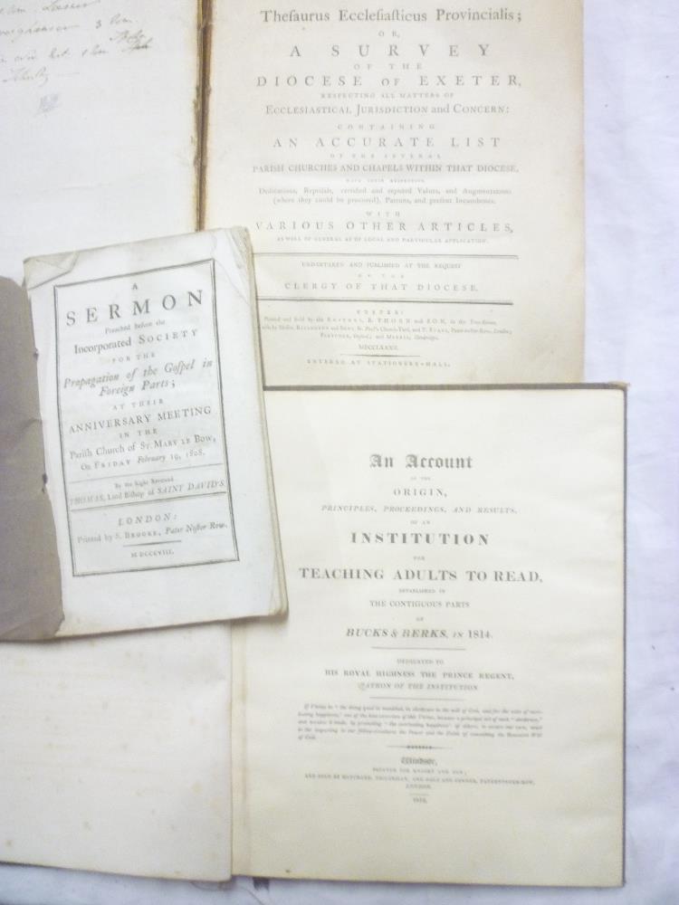 Thesaurus Ecclesiasticus Provincialis or a Survey of the Diocese of Exeter 1782;