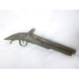 A late 18th/early 19th Century flintlock pistol with 9" steel barrel,