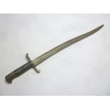 A Victorian Martini Henry sword bayonet with single edged blade and leather grips