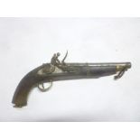 An early 19th Century East India Company flintlock pistol with 9" steel barrel,