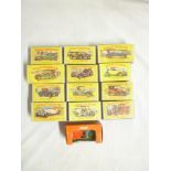 Twelve mint and boxed Matchbox Models of Yesteryear vintage diecast vehicles including Y-6 Cadillac,