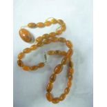 A natural amber bead necklace