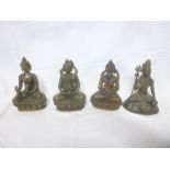 Four Eastern bronze Buddha figures including two lovers and two traditional figures,