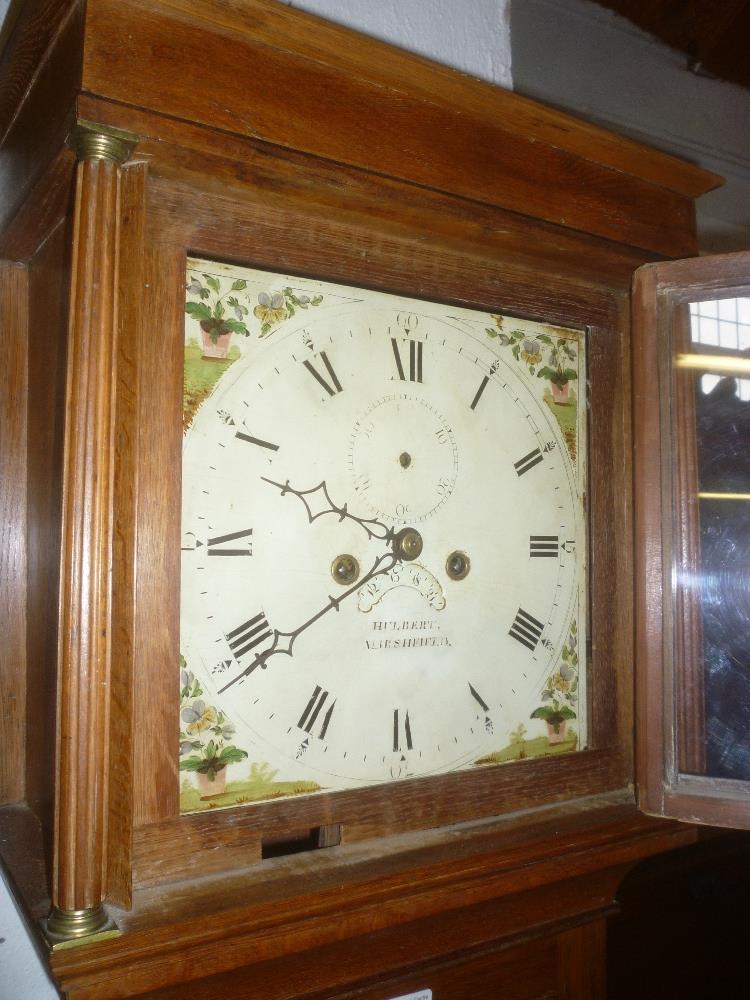 A 19th Century longcase clock with 12" painted square dial by Hulbert of Marshfield,