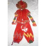 An unusual embroidered velvet jester's costume with hat