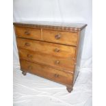 A Victorian mahogany chest of two short & three long drawers with turned handles on turned feet