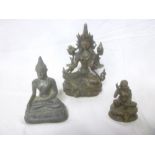 Three various Eastern bronze Buddhas, including seated Buddha figure,