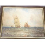 W**T**M**Boyce - watercolour Various sailing vessels at sea,
