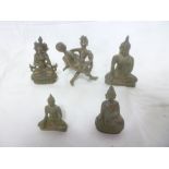 An old Eastern bronze seated Buddha figure, 4" high,