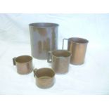 Five old Galt's "Early Stages" copper cylindrical measures including gallon,