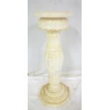 An unusual carved marble plant stand with fluted column and octagonal base,
