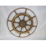 A large good quality old brass ship's wheel 47" diameter