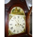 A mid 19th Century Cornish long case clock by S Shortman of Penzance with 12" painted arched dial,