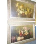 A**H**Whitfield - oils on canvases Studies of flowers in bowls, signed and dated 1899,