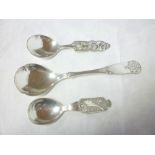 A pierced silver serving spoon by Marcus Aase,