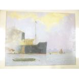 Artist Unknown - oil on board Harbour scene with shipping,